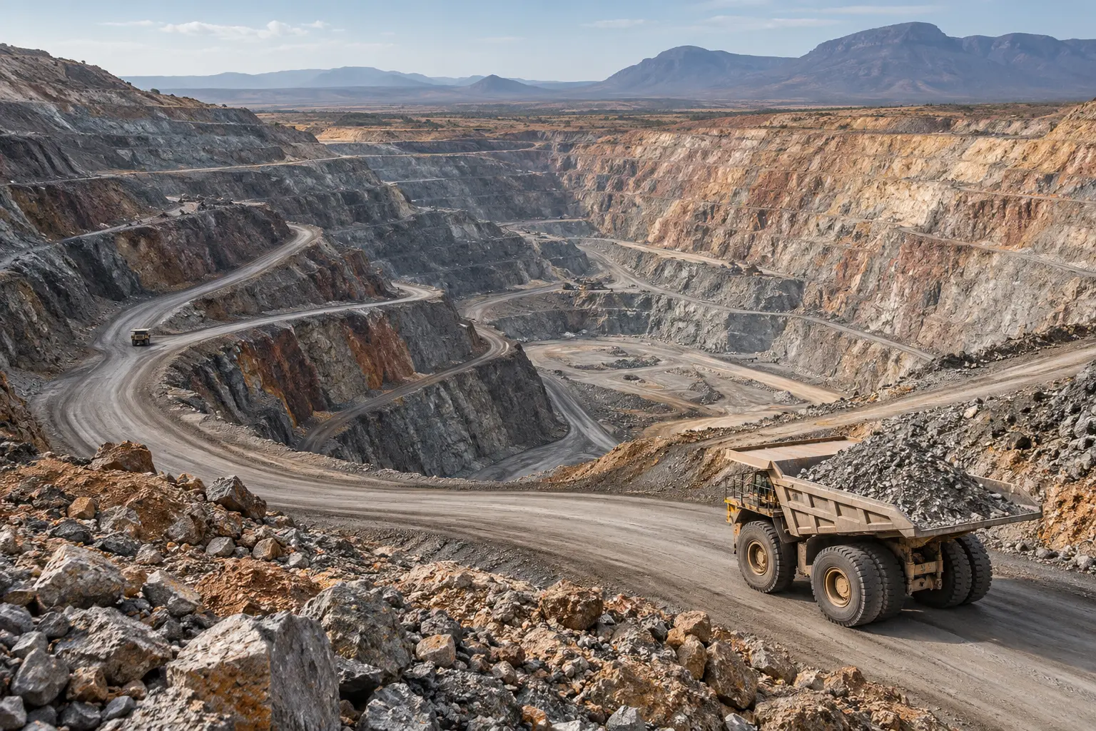 Illustrative open-pit mine with a haul truck.